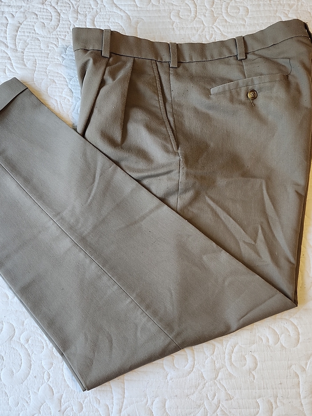 Izod Men's Olive Green Pleated Dress Pants